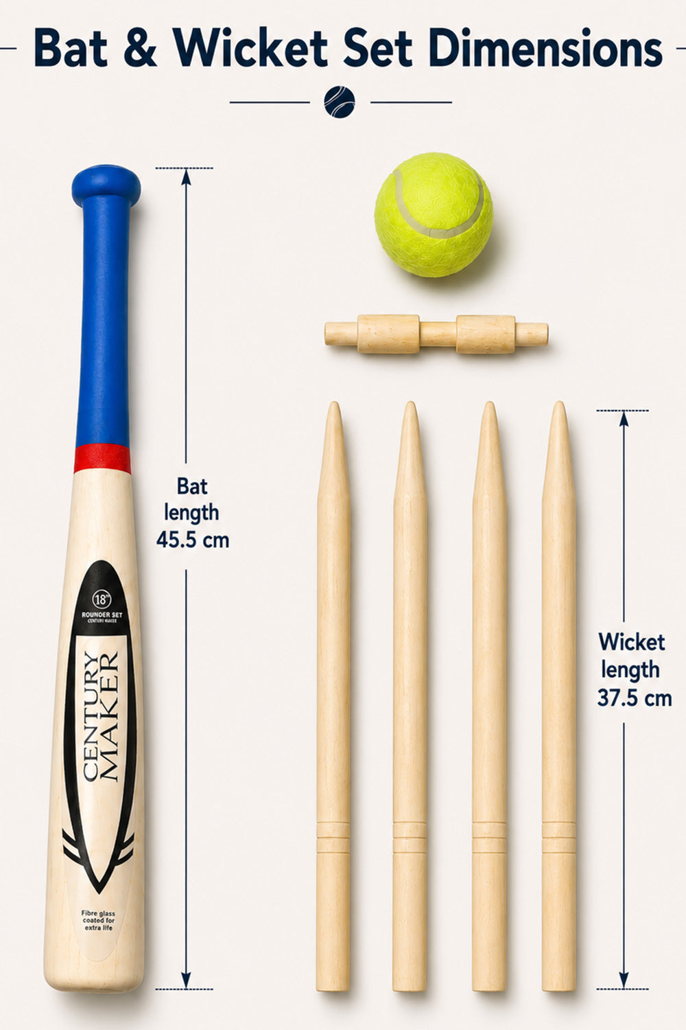 Kids Wooden Cricket & Baseball Set with Mesh Carry Bag 🇬🇧
