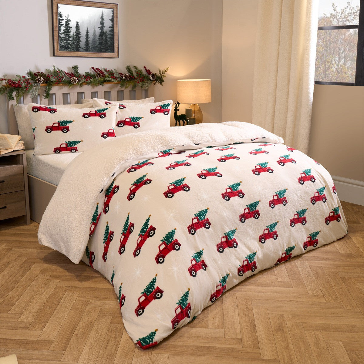Home For Christmas Fleece Duvet Set - Natural 🇬🇧