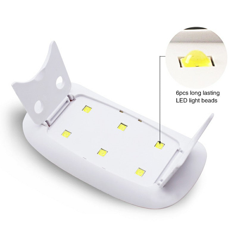 6W Portable Mini USB UV LED 45s/60s Timer Nail Lamp Dryer Nail Lamp Machine - White 🇬🇧