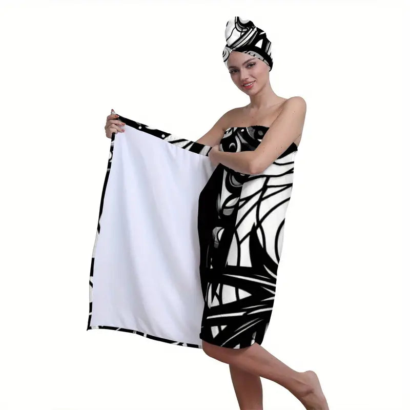 2 pcs Towel and Hair wrap Jack Skellington style design 🇨🇳