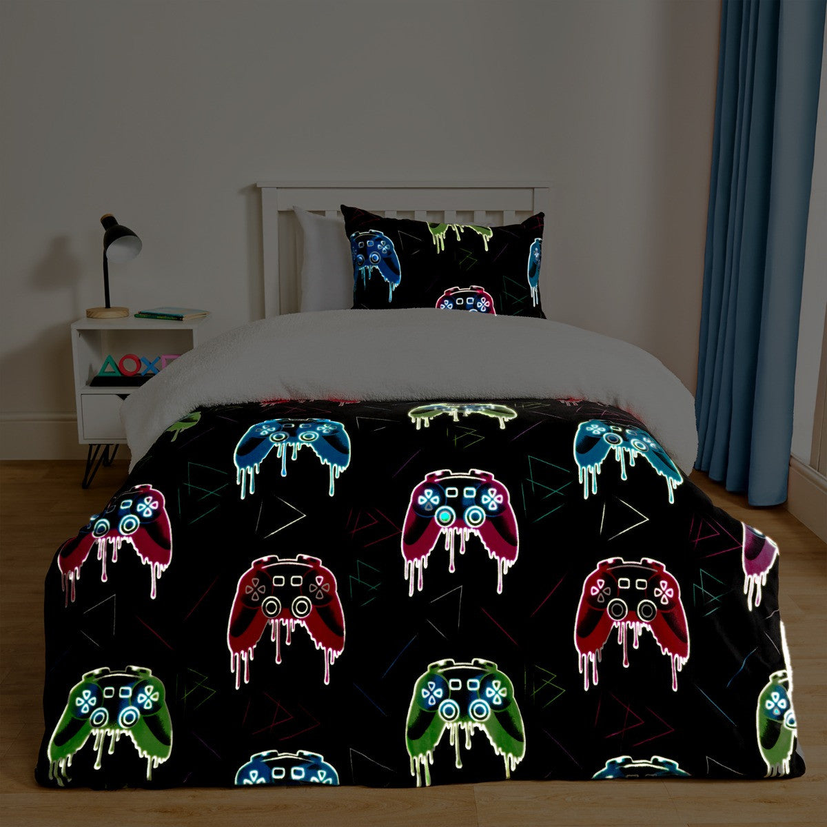 Gaming Glow In The Dark Duvet Set - Black 🇬🇧