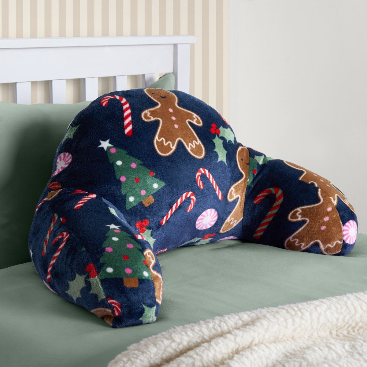 Kids Gingerbread Man Fleece Cuddle Cushion - Pink 🇬🇧