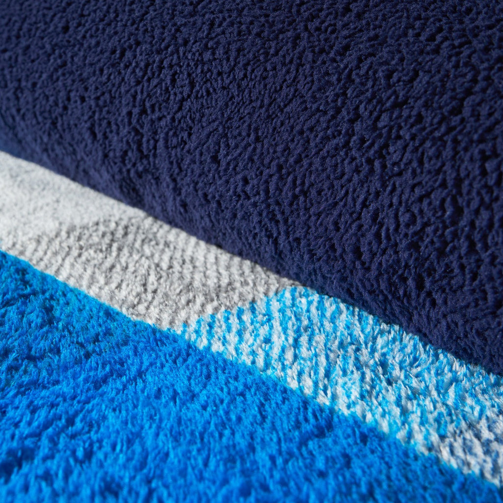 Patchwork Check Teddy Duvet Cover Set - Navy/Grey 🇬🇧