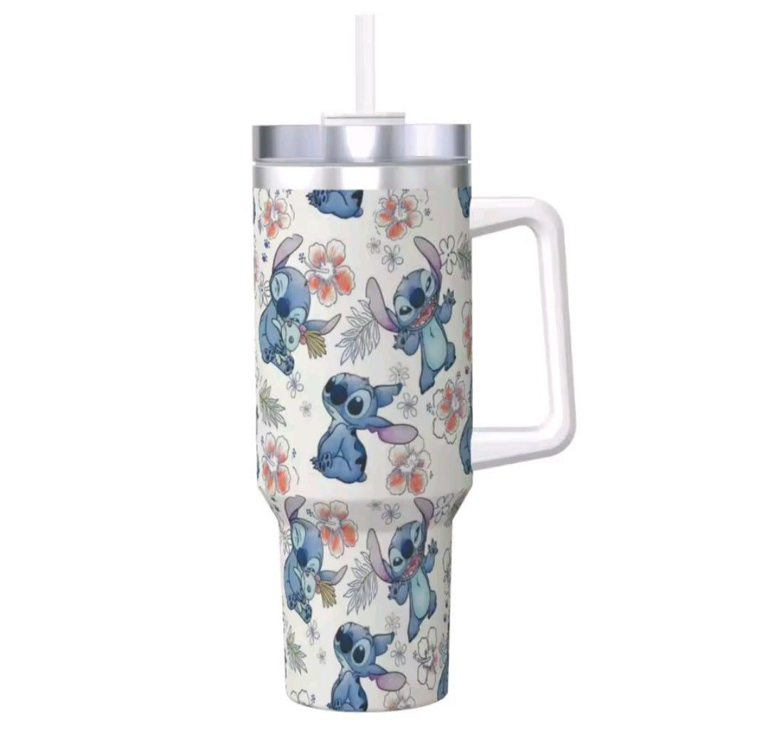 Cartoon inspired 40oz tumbler with straw - stainless steel insulated 🇨🇳