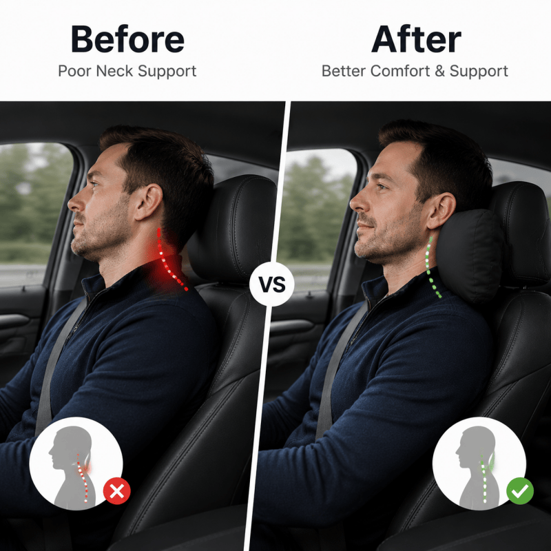 2Pack Black Car Headrest Pillow Neck Support Cushion Ergonomic Driving Comfort Pad 🇬🇧