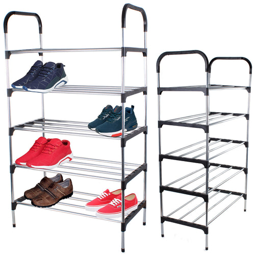 5 Tier Stainless Steel Shoe Rack - Multipurpose Storage Rack 🇬🇧