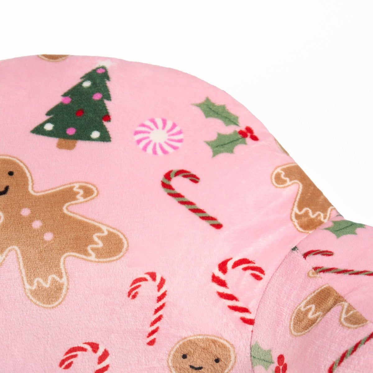 Kids Gingerbread Man Fleece Cuddle Cushion - Pink 🇬🇧
