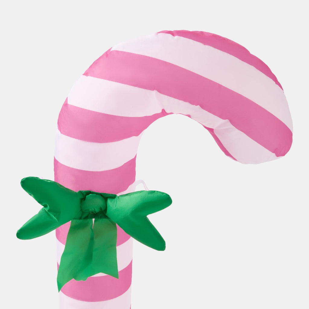 Indoor/Outdoor Inflatable Bow Candy Cane Decoration - Pink/White 🇬🇧