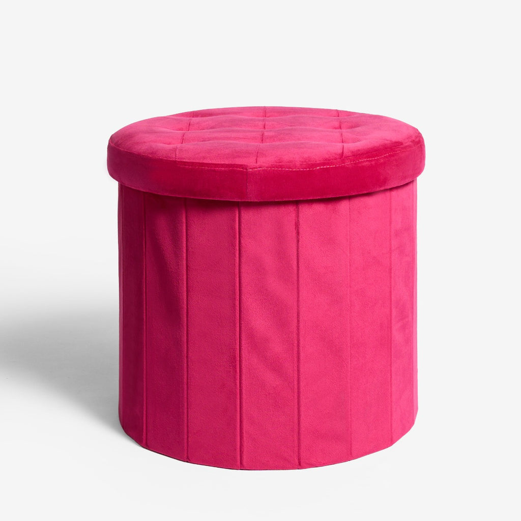 Matte Velvet Foldable Round Storage Ottoman 🇬🇧