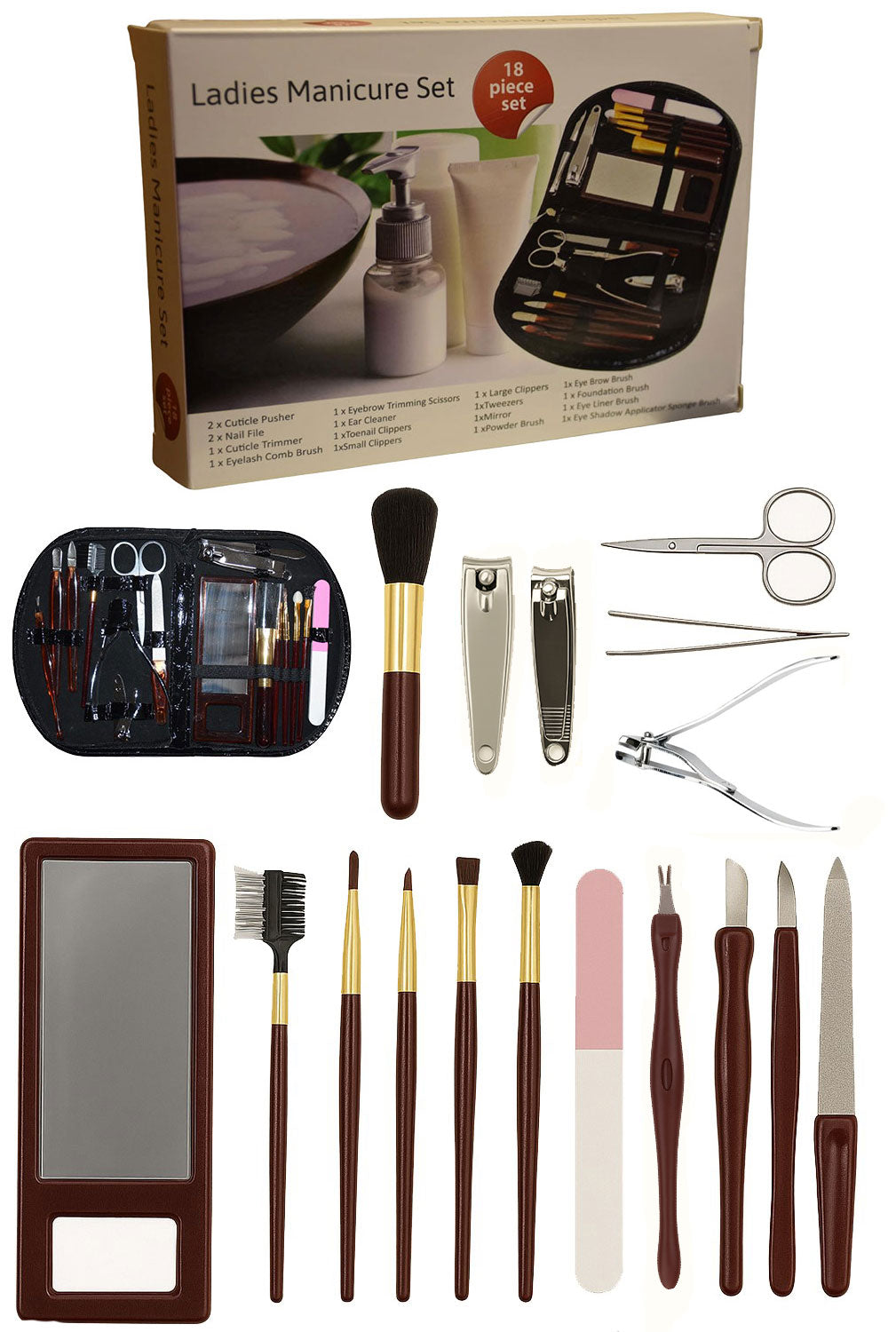 Women’s Manicure Set – Professional Nail Care Kit with Clippers, Scissors, Files, Brushes & Tools in Portable Travel Case 🇬🇧