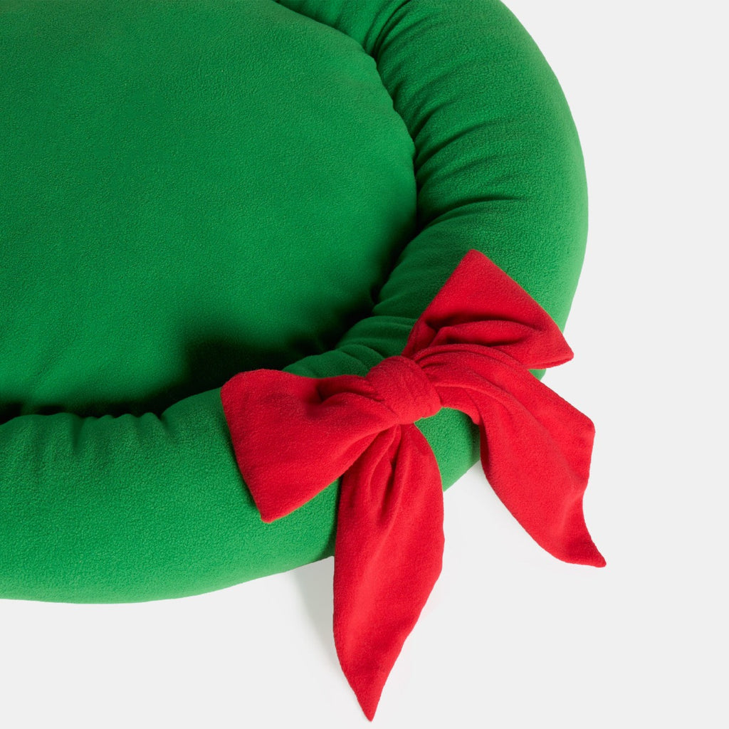 Christmas Bow Wreath Pet Bed - Green 🇬🇧