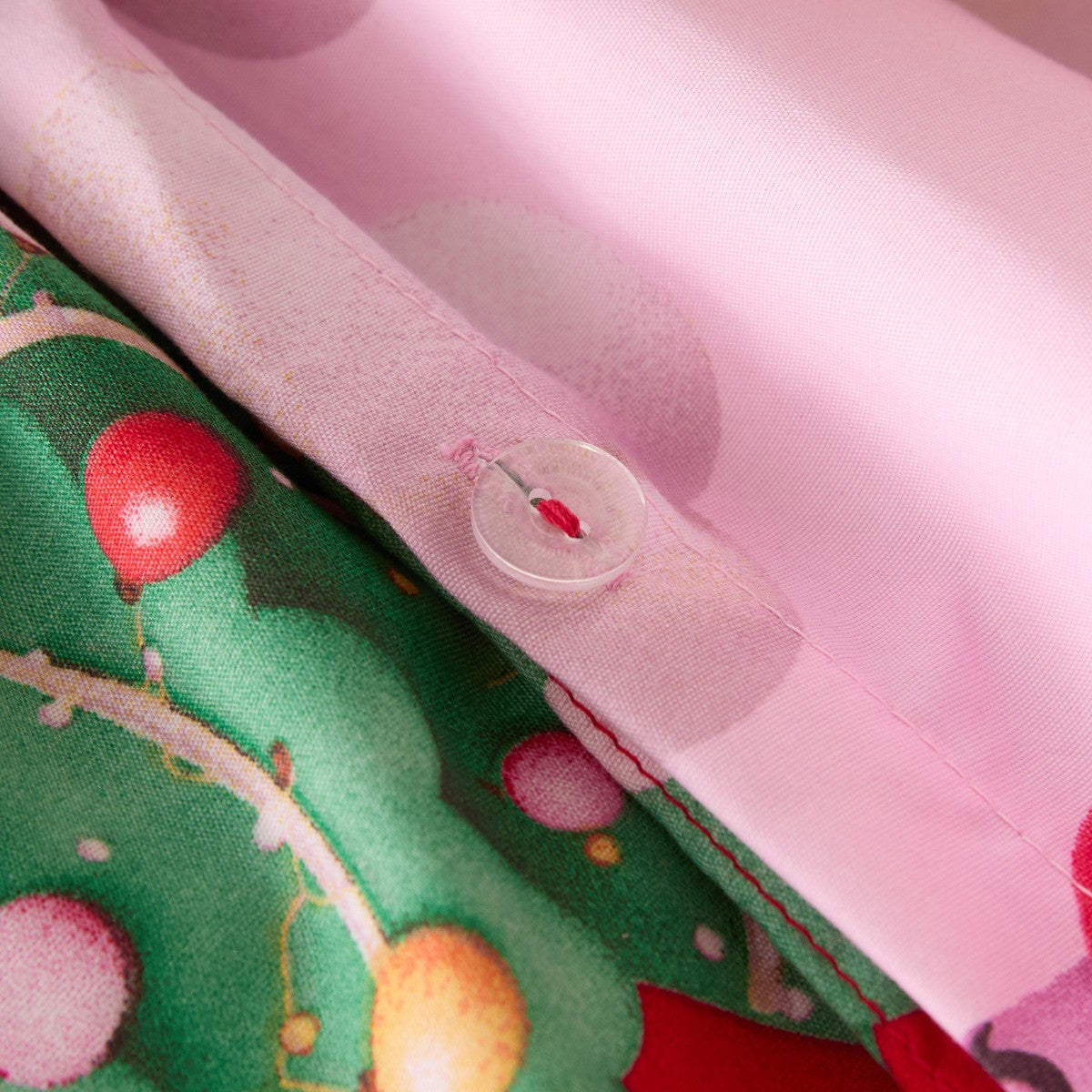 Christmas Unicorn Print Reversible Duvet Cover Set, Pink/Red - Single 🇬🇧