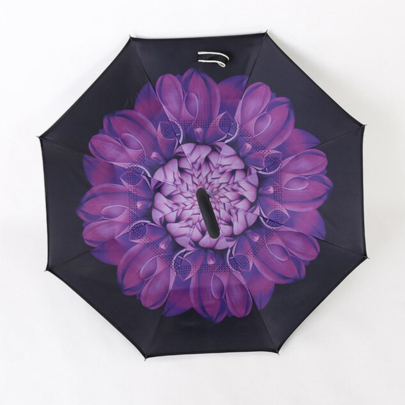 Reverse Inverted Double Layer Umbrella with C Handle Assorted Designs 80cm - Random Colour 🇬🇧