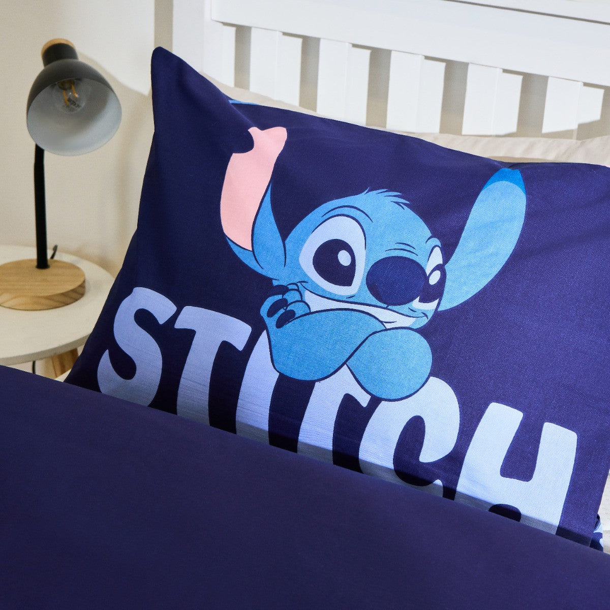 Stitch Printed Duvet Cover Set, Blue - Single 🇬🇧