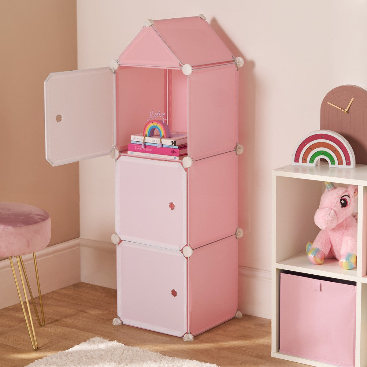 Kids 3 Cube Castle Storage Tower - Pink 🇬🇧