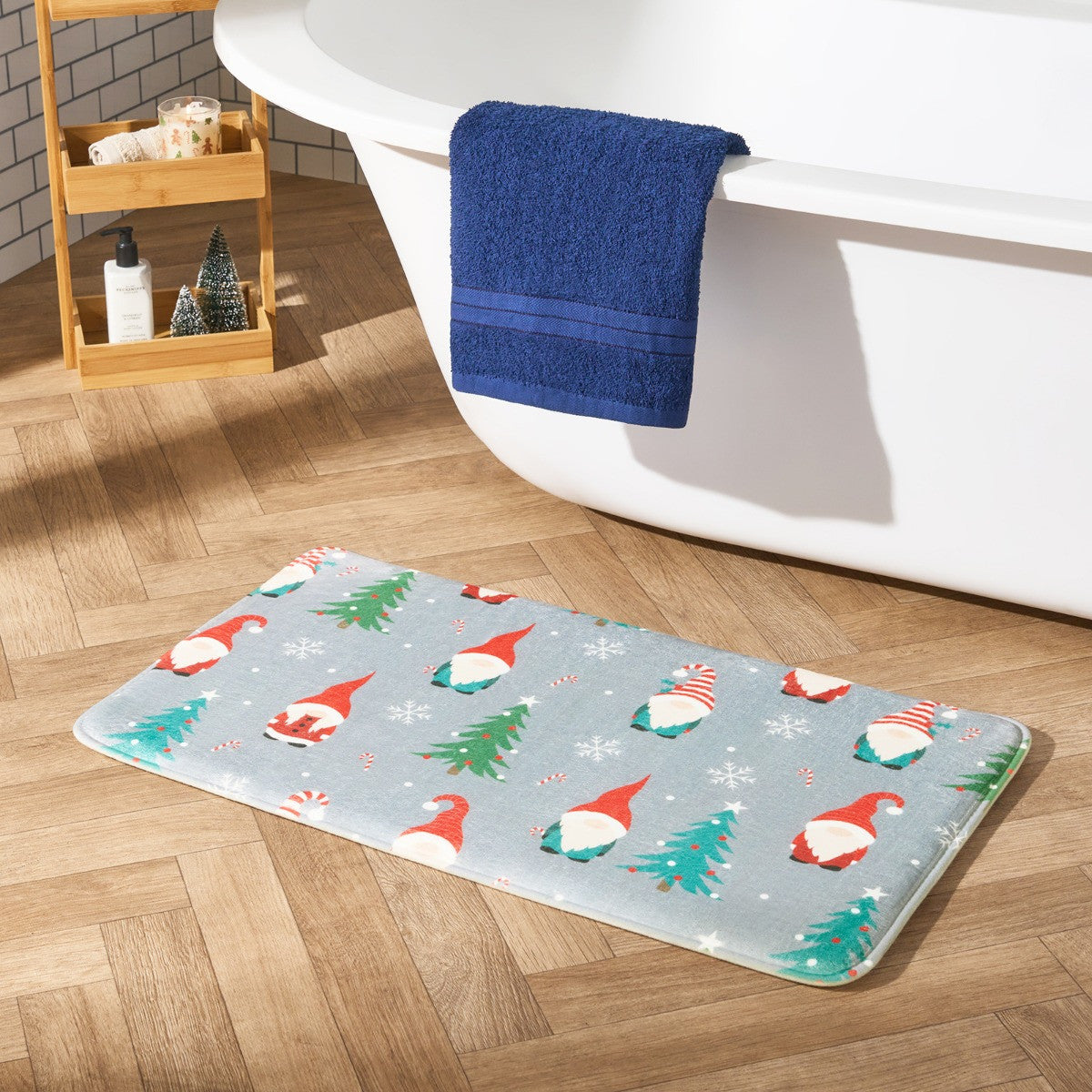 Christmas Gonk Embossed Bath Mat - Grey 🇬🇧