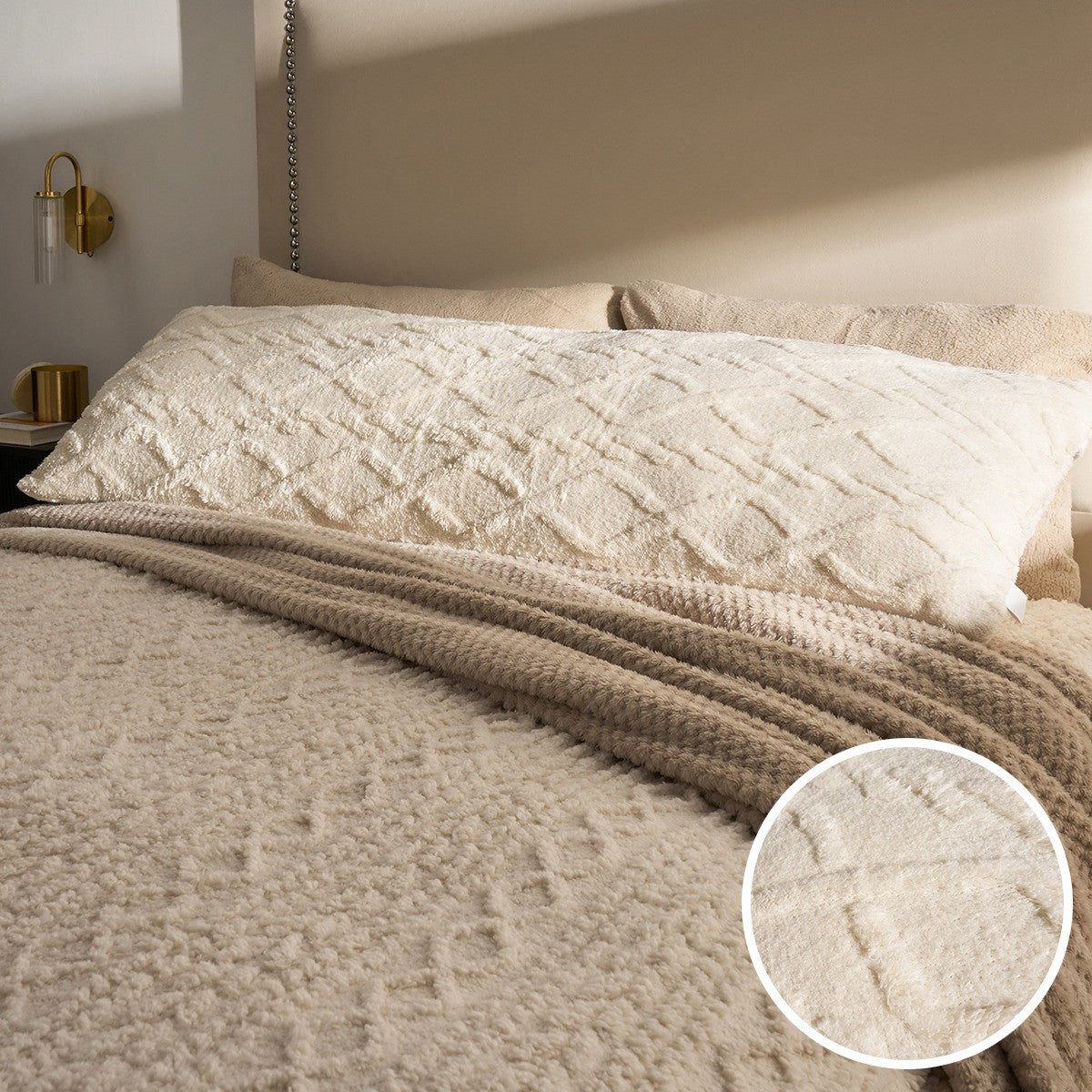 Cable Knit Bolster Pillow - Cream 🇬🇧