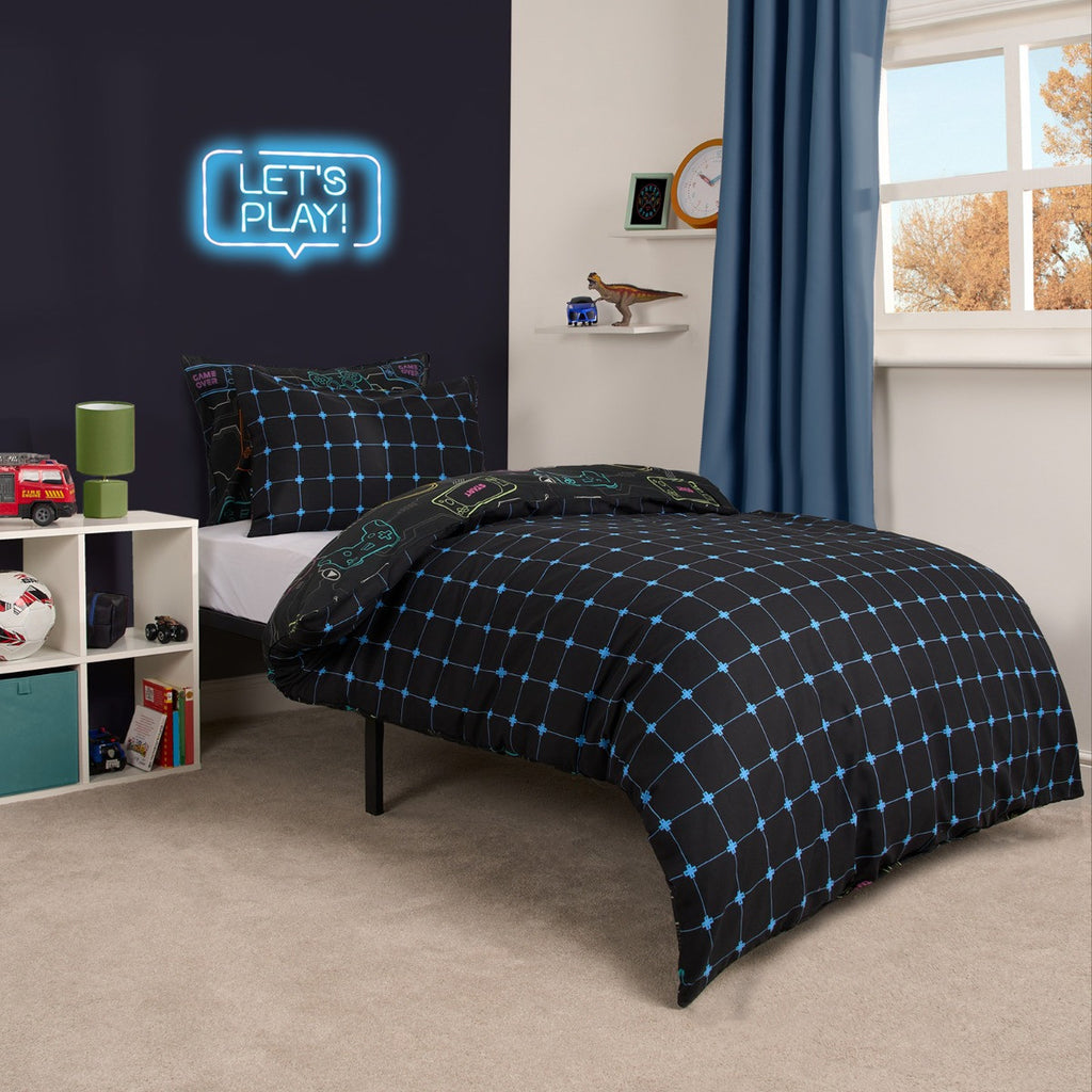 Gaming Print Reversible Duvet Set - Black 🇬🇧