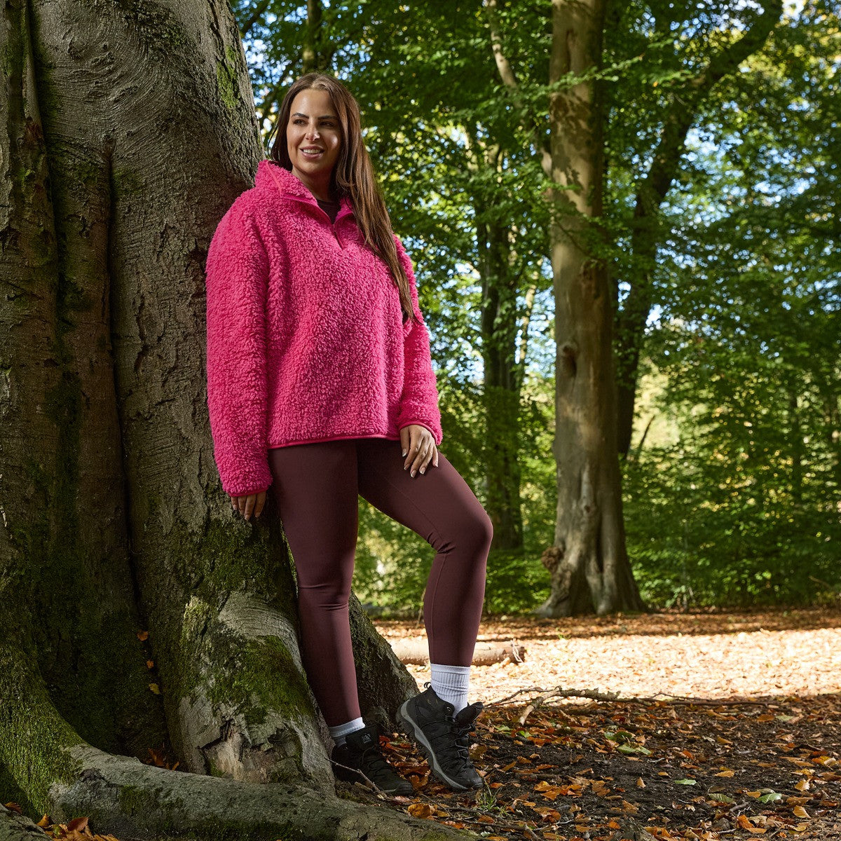 Teddy Abstract Leopard Print Half Zip Fleece - Burgundy/Pink 🇬🇧