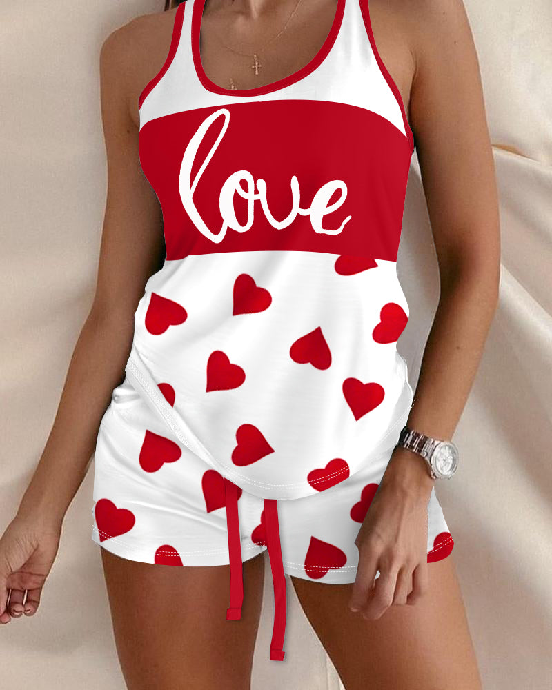 Love Heart Drawstring Pajamas Set 🇺🇸