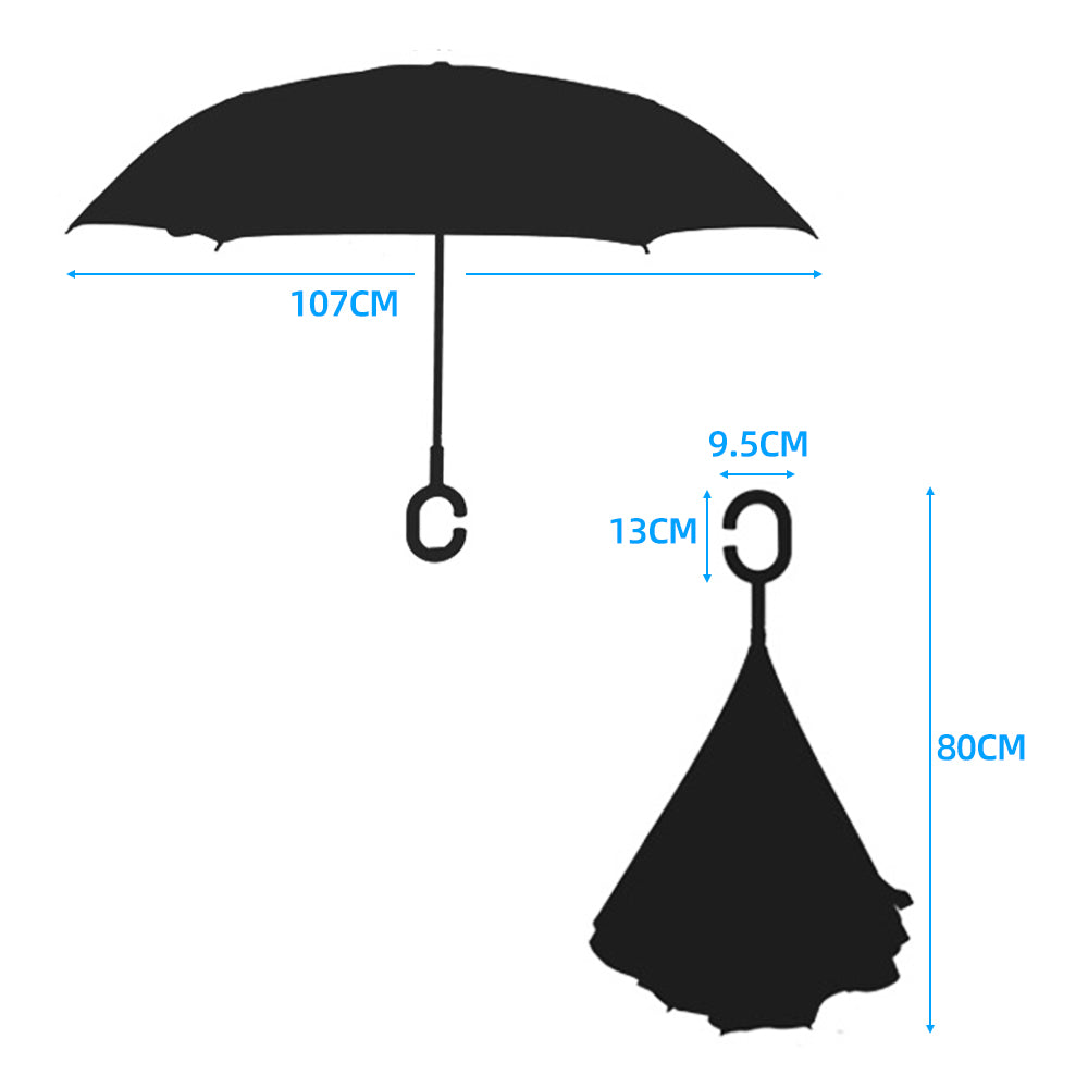 Sunflower Pattern Double Layer Inverted Umbrella Cars Reverse Open Folding Umbrellas Windproof UV Protection Large Self Stand Upside Down Straight Umbrella C Handle 🇬🇧