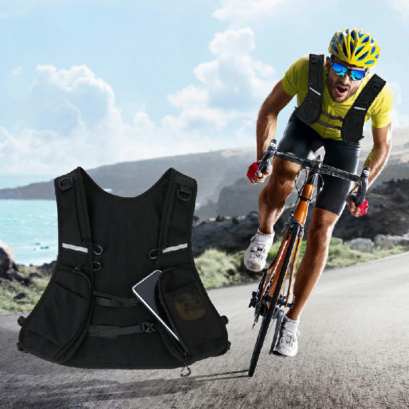 Cycling Running Vest Bag Reflective Hydration Vest Storage Bag Lightweight Backpack - Black 🇬🇧