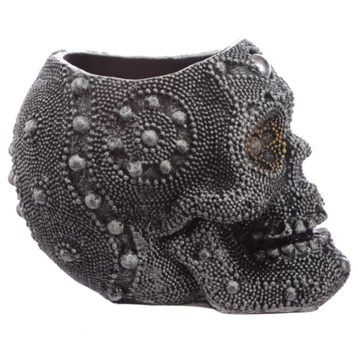 Tea Light Candle Holder - Silver Beaded Skull 🇬🇧
