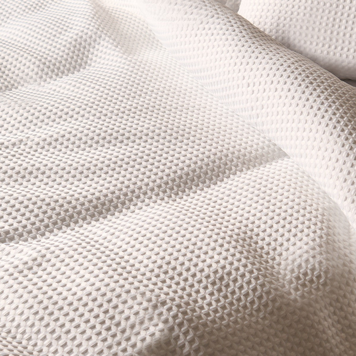 Waffle Textured Luxury Duvet Cover Set - White 🇬🇧