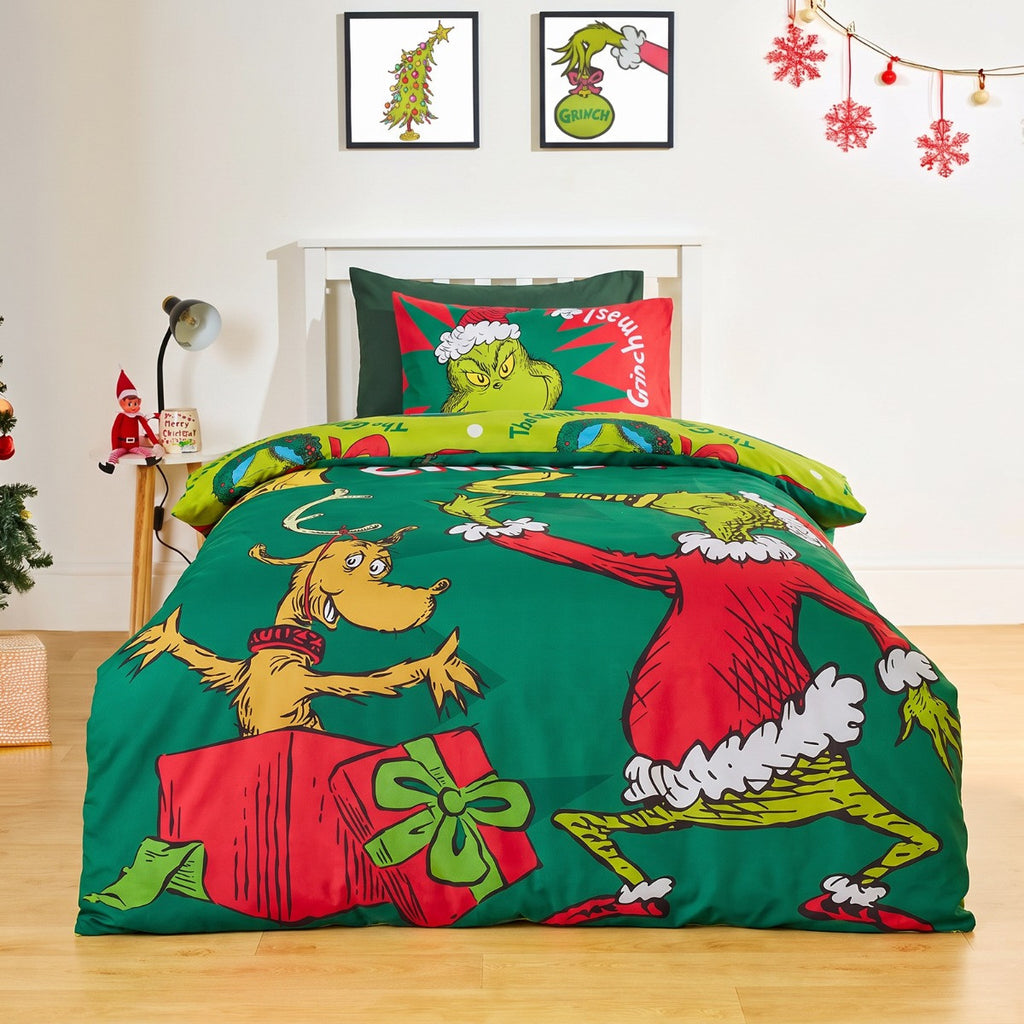 Grinch Printed Duvet Set - Green 🇬🇧