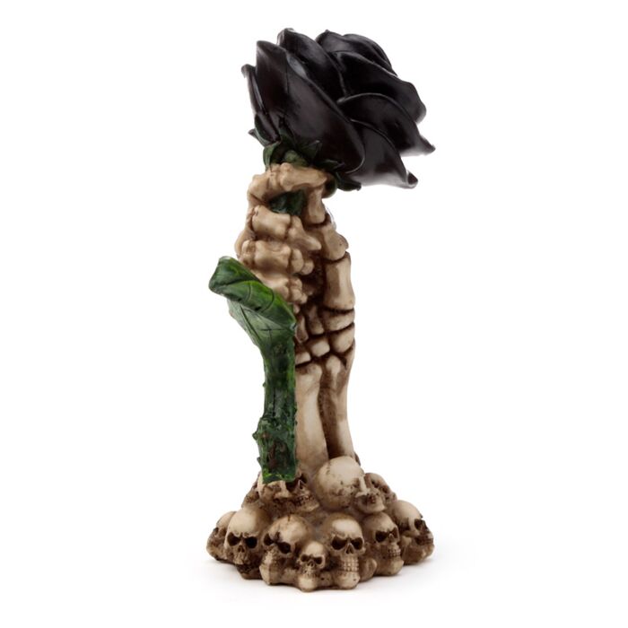 Gothic Skull Decoration - Skeleton Hand Holding Black Rose 🇬🇧