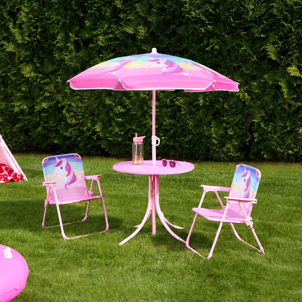 Kids Colour Block Bistro Set with Parasol 🇬🇧