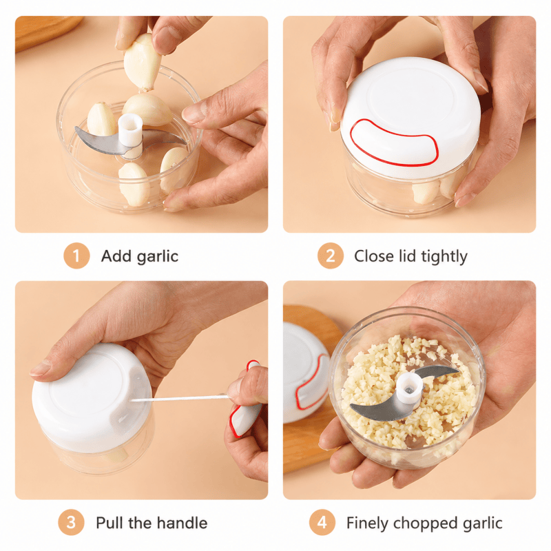 Manual Food Chopper Pull String Vegetable Chopper Mini Food Processor for Garlic Onion Vegetables Random Colors 🇬🇧