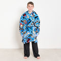 Kids Cartoon Print Hoodie Blanket - Blue 🇬🇧