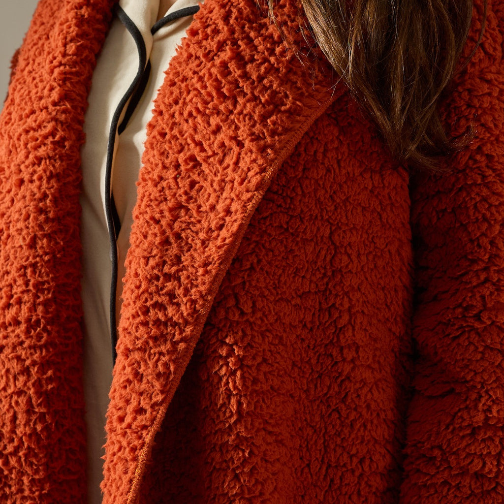 Waterfall Teddy Fleece Cardigan - Rust 🇬🇧