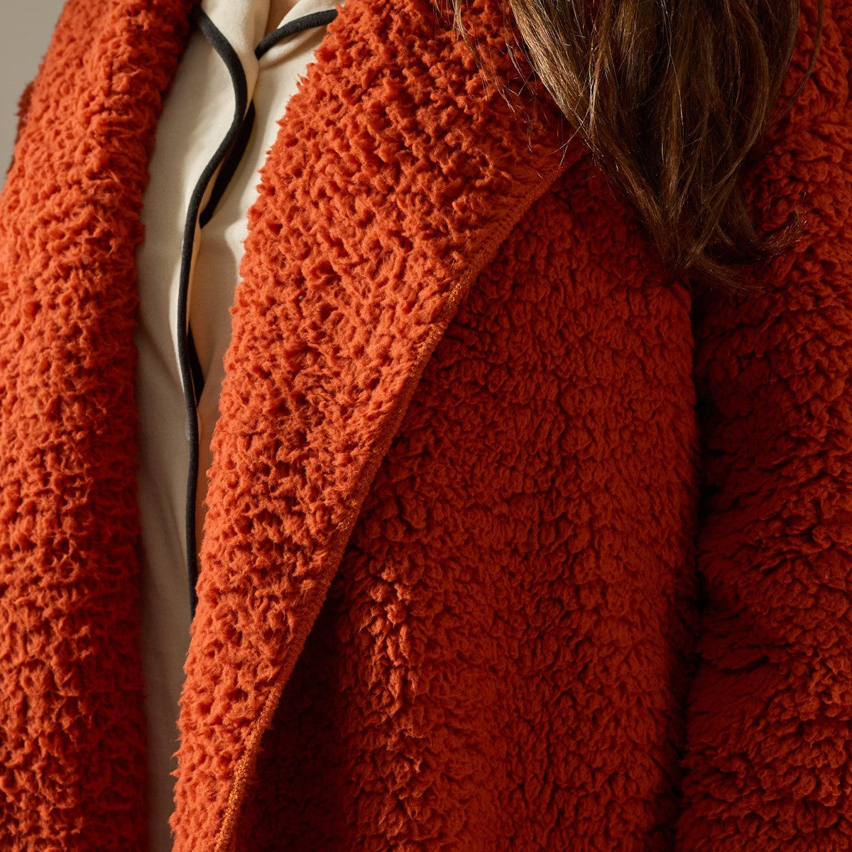 Waterfall Teddy Fleece Cardigan - Rust 🇬🇧