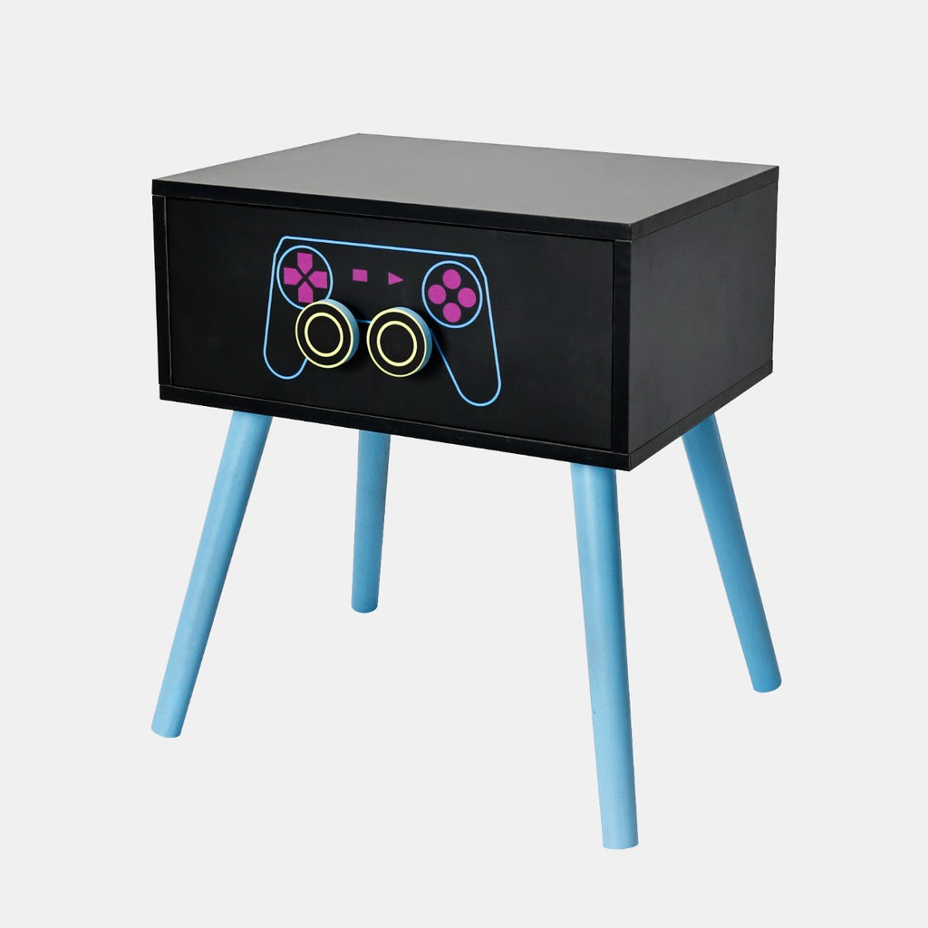 Gaming 1-Drawer Bedside Table - Black 🇬🇧