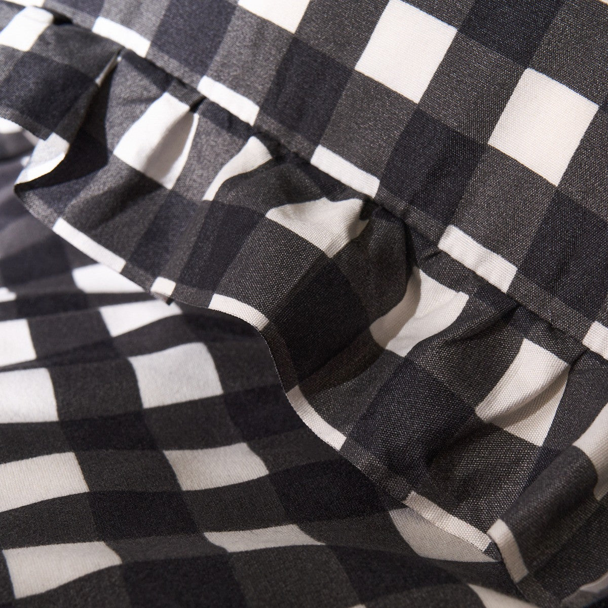 Gingham Frill Duvet Cover Set - Monochrome 🇬🇧