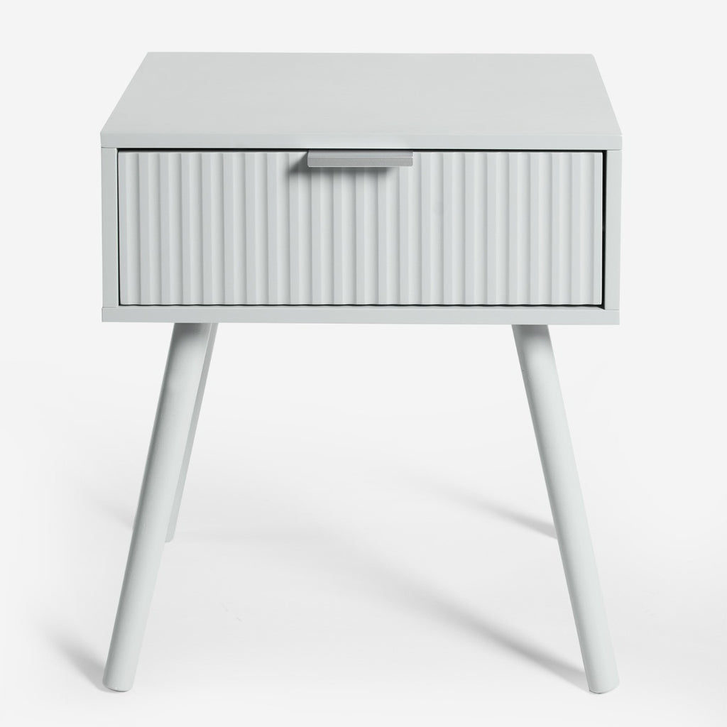 Venice Ribbed Bedside Table - Grey 🇬🇧