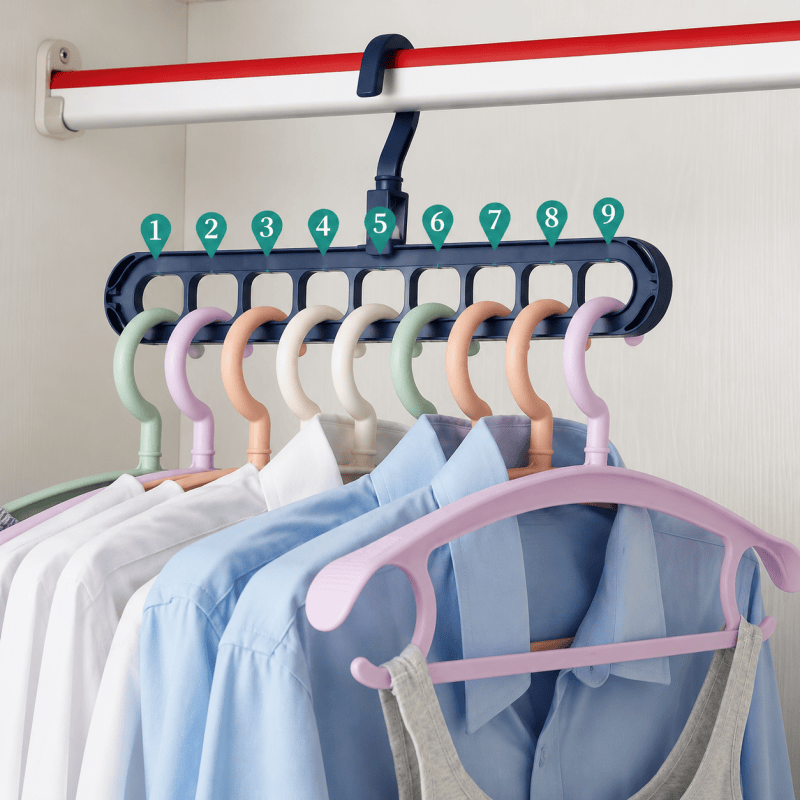 10Pack Clothes Hangers 9 Holes Wardrobe Organiser 360 Rotation Space Saving 🇬🇧