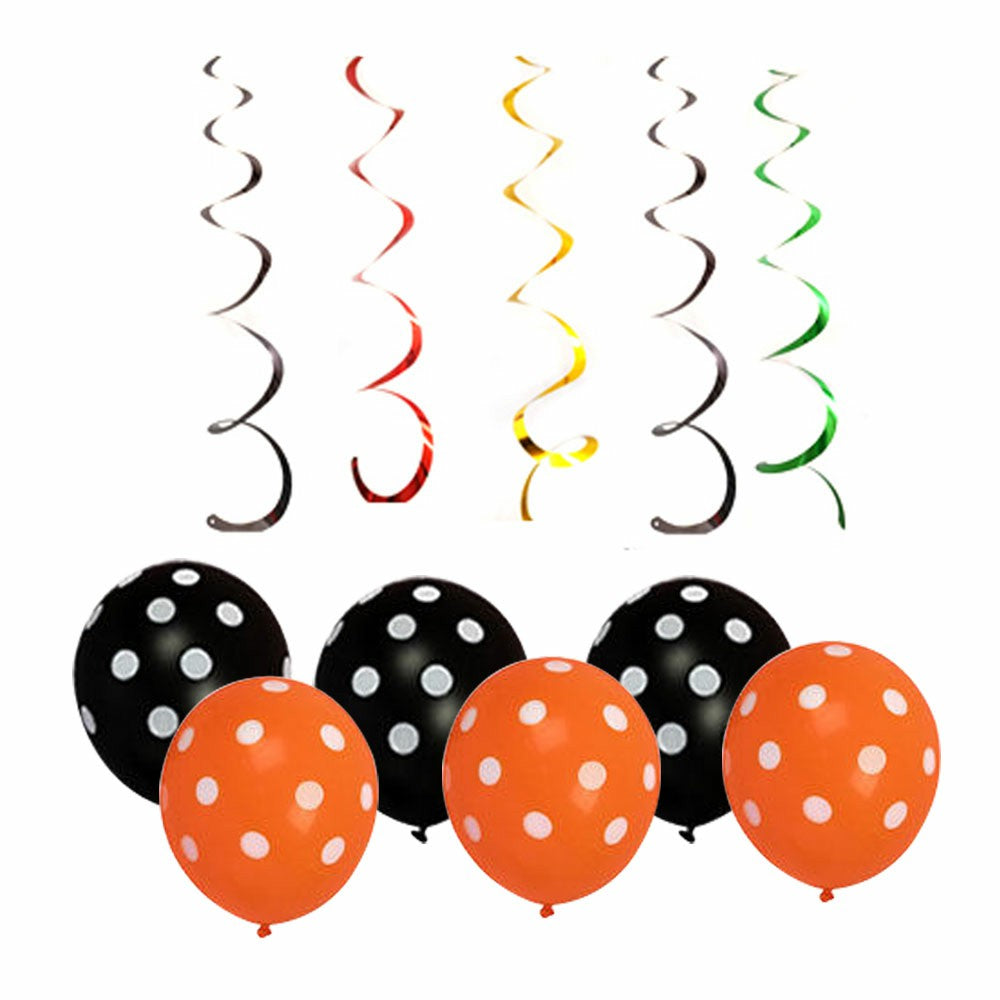 Halloween Decoration Bat Balloon Polka Dot Latex Balloons Letter Tassel Four-pointed Star 🇬🇧