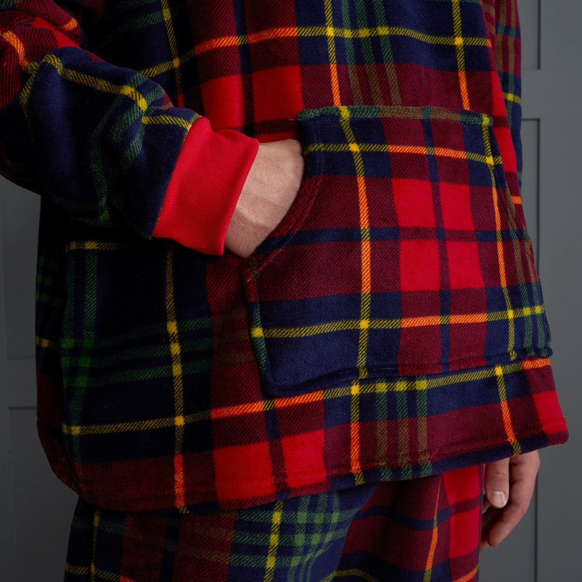 Adults Oxford Check Fleece Hoodie Pyjama Set - Navy/Red
🇬🇧