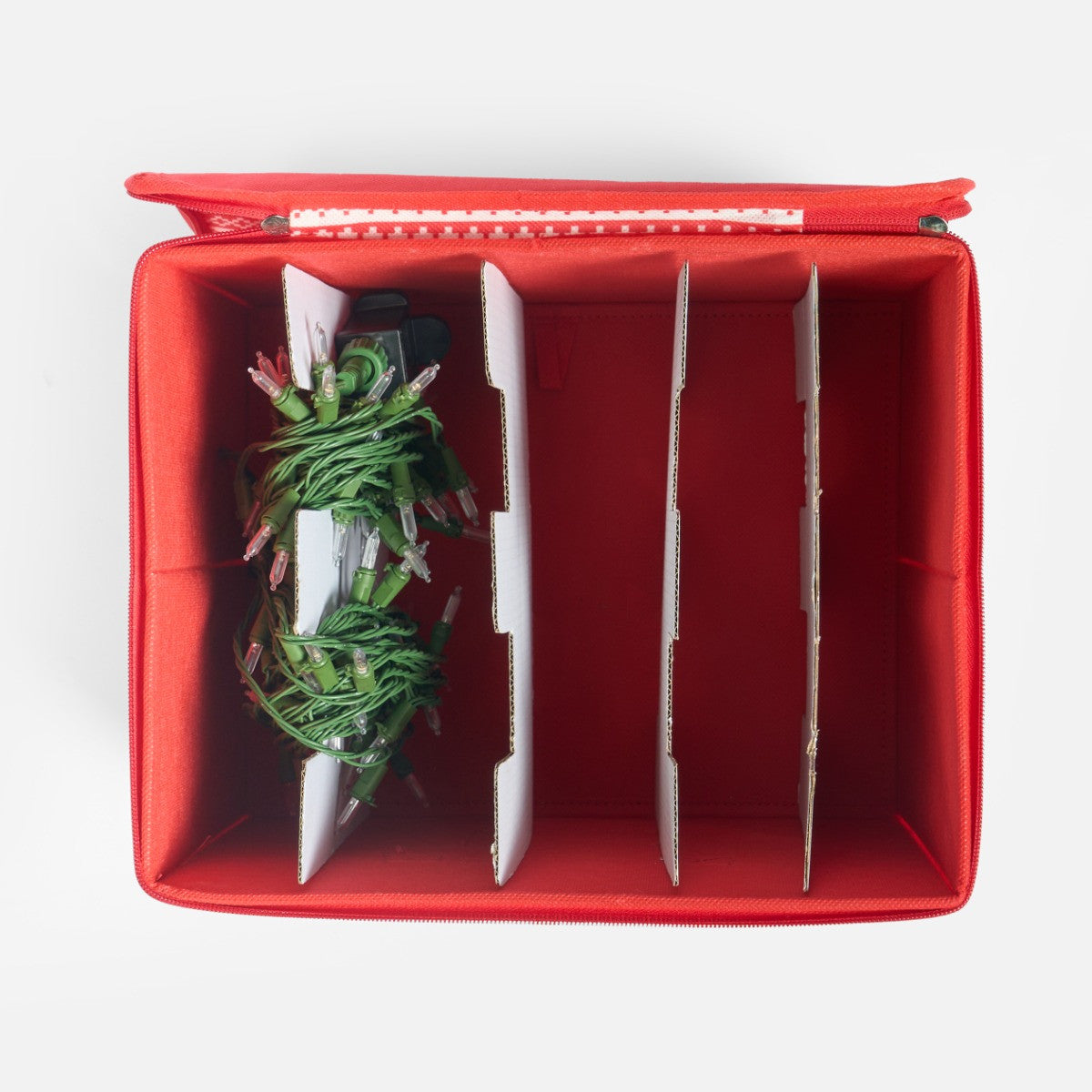 Nordic Print Square Christmas Light Storage Box - Red 🇬🇧
