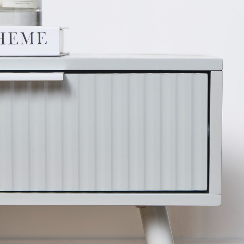 Venice Ribbed Bedside Table - Grey 🇬🇧
