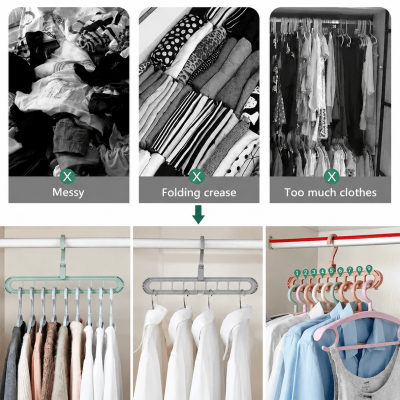 10Pack Clothes Hangers 9 Holes Wardrobe Organiser 360 Rotation Space Saving 🇬🇧