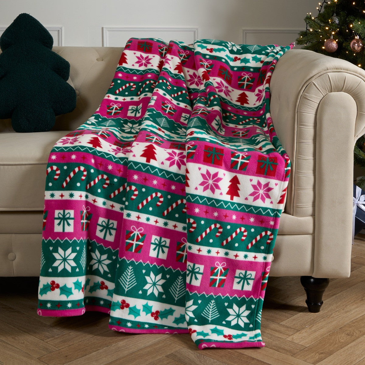 Bright Nordic Print Sherpa Fleece Throw - Multi 🇬🇧