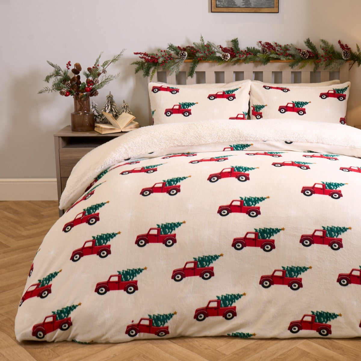 Home For Christmas Fleece Duvet Set - Natural 🇬🇧