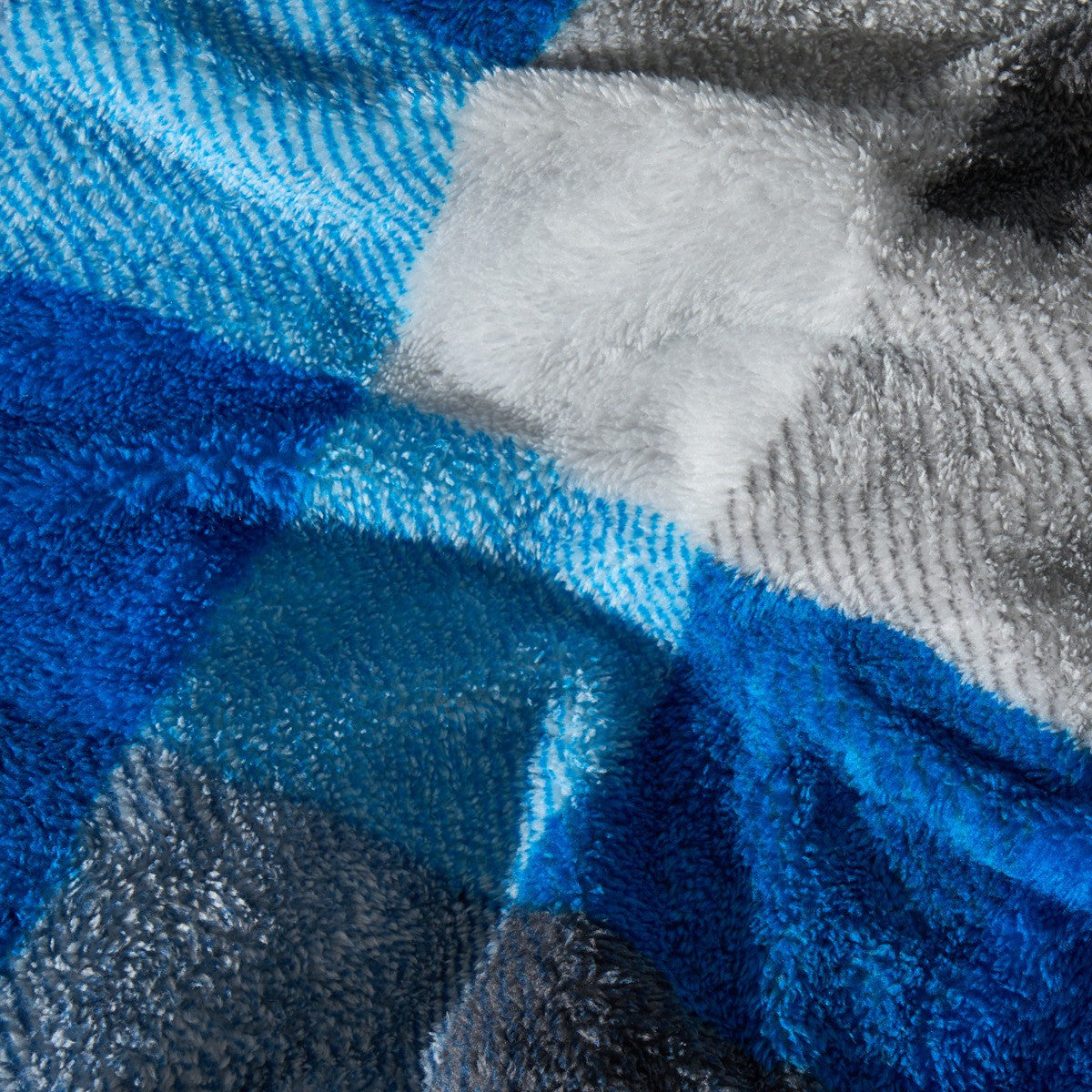 Patchwork Check Teddy Duvet Cover Set - Navy/Grey 🇬🇧