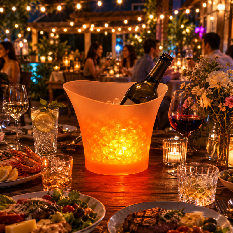 2Pack 5L LED Colour Changing Ice Bucket Wine Drinks Cooler Beverage Tubs for Champagne Beer Cocktails Ice Bucket BBQ Bar Wedding Backyard Party 🇬🇧
