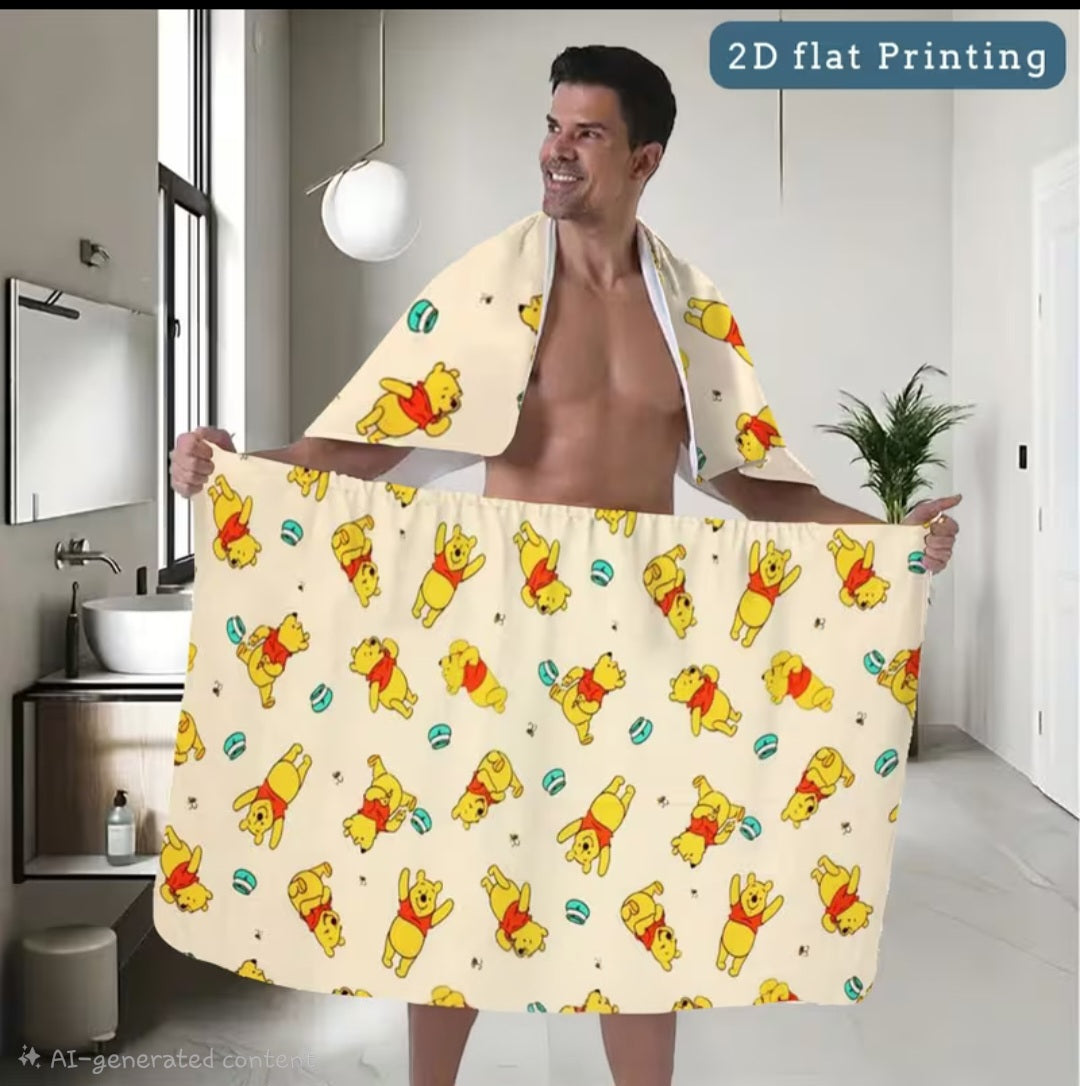 2pc Cartoon Print Bath Robe and Hair Dryer Cap 🇨🇳