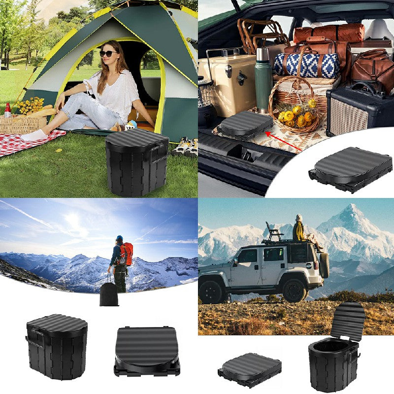 Folding Toilet Car Outdoor Travel Potty Portable for Camping Hiking Beach with 12 Garbage Bags 🇬🇧